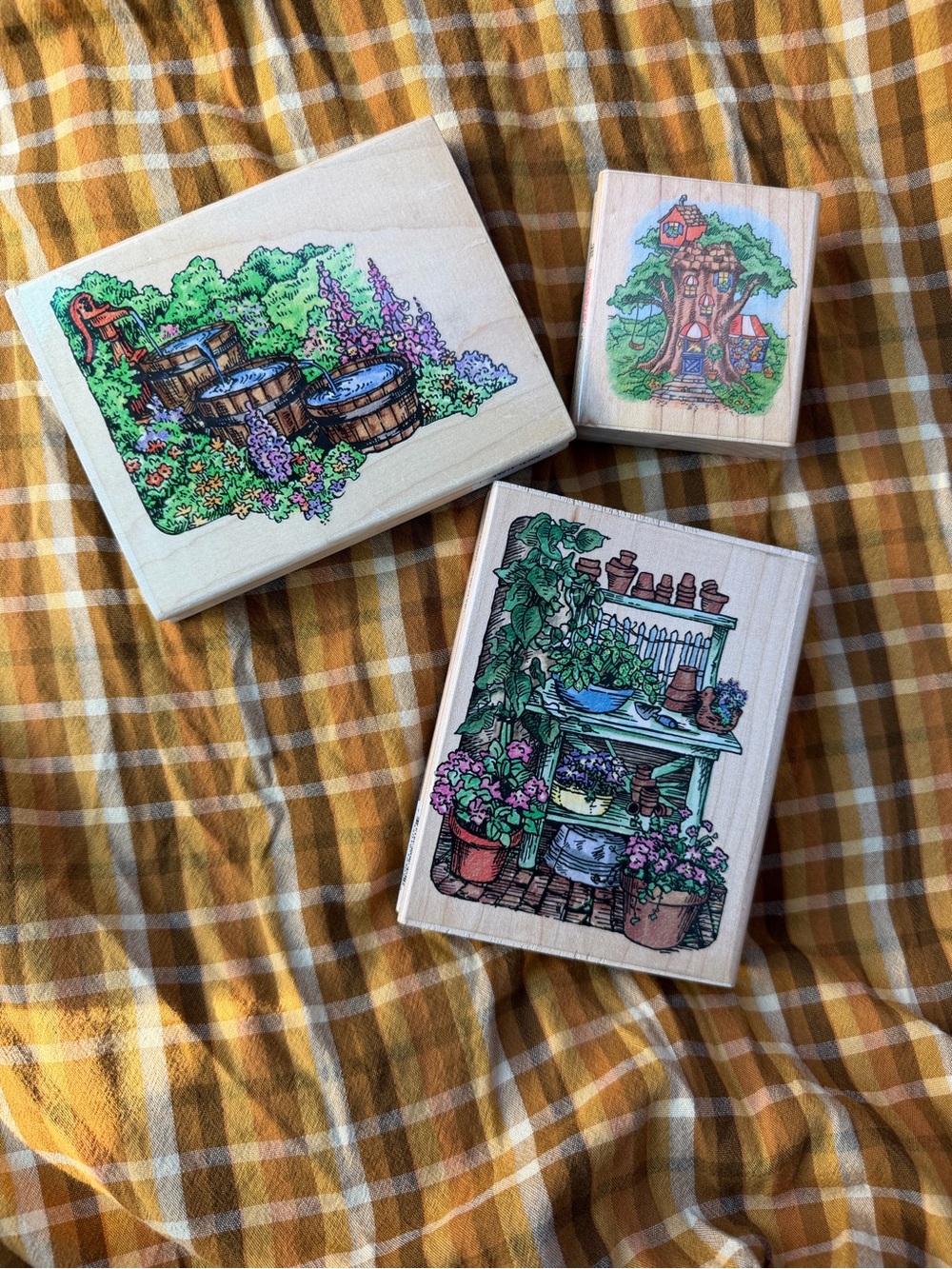 Floral Garden Wooden Art Blocks - Set of 3